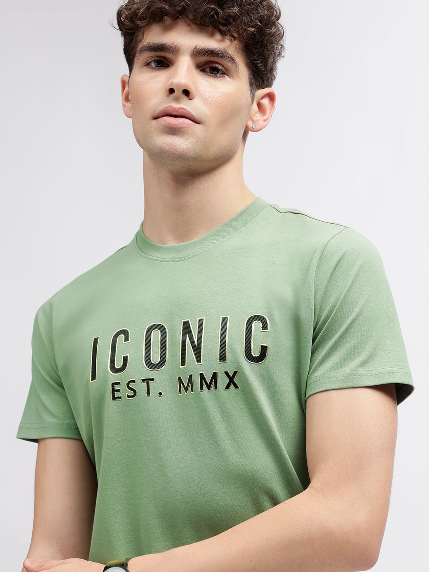 Iconic Men Typography Regular Fit Cotton T-shirt