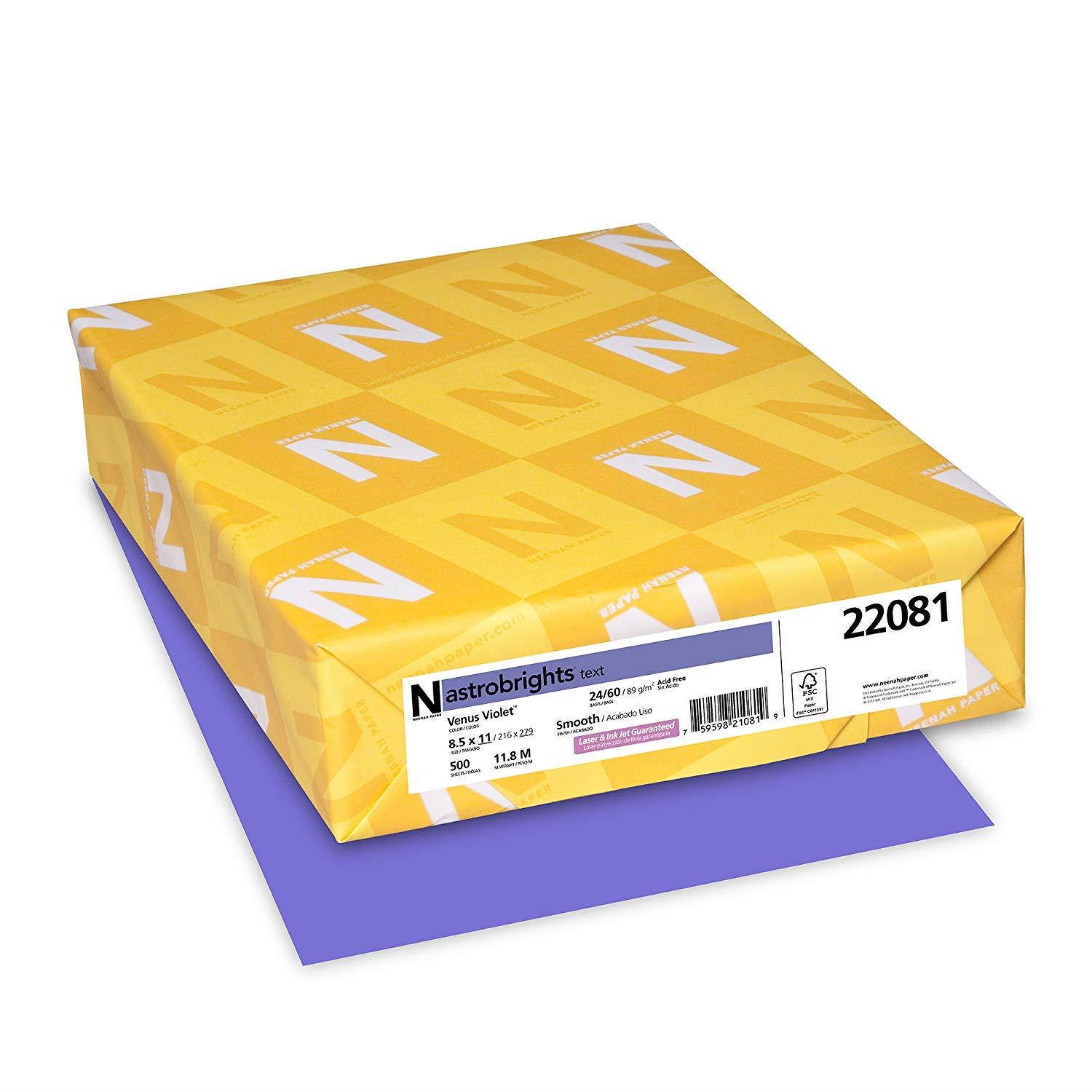 Astrobrights Color Paper, 8.5  x 11 , 24 lb/89 gsm, Venus Violet, 500 Sheets (22081)