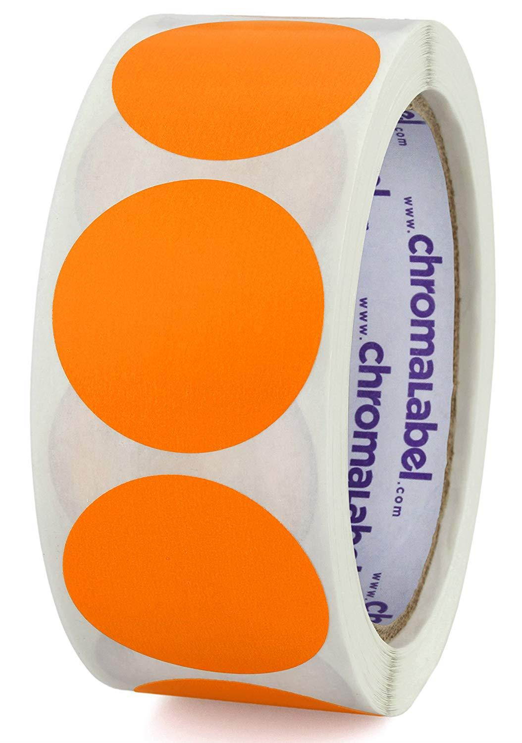 ChromaLabel 1-1/2 inch Color-Code Dot Labels | 500/Roll (Orange)