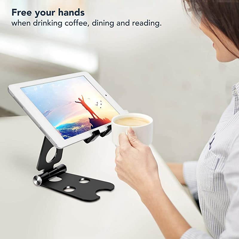 Tablet Stand , Cell Phone Stand, Phone Stand,Tablet Stand : Desktop Stand Holder Dock Compatible with Tablet Such as iPad Pro 10.5, 12.9 Air Mini 4 3, Kindle, E-Reader (4-13") (Black)