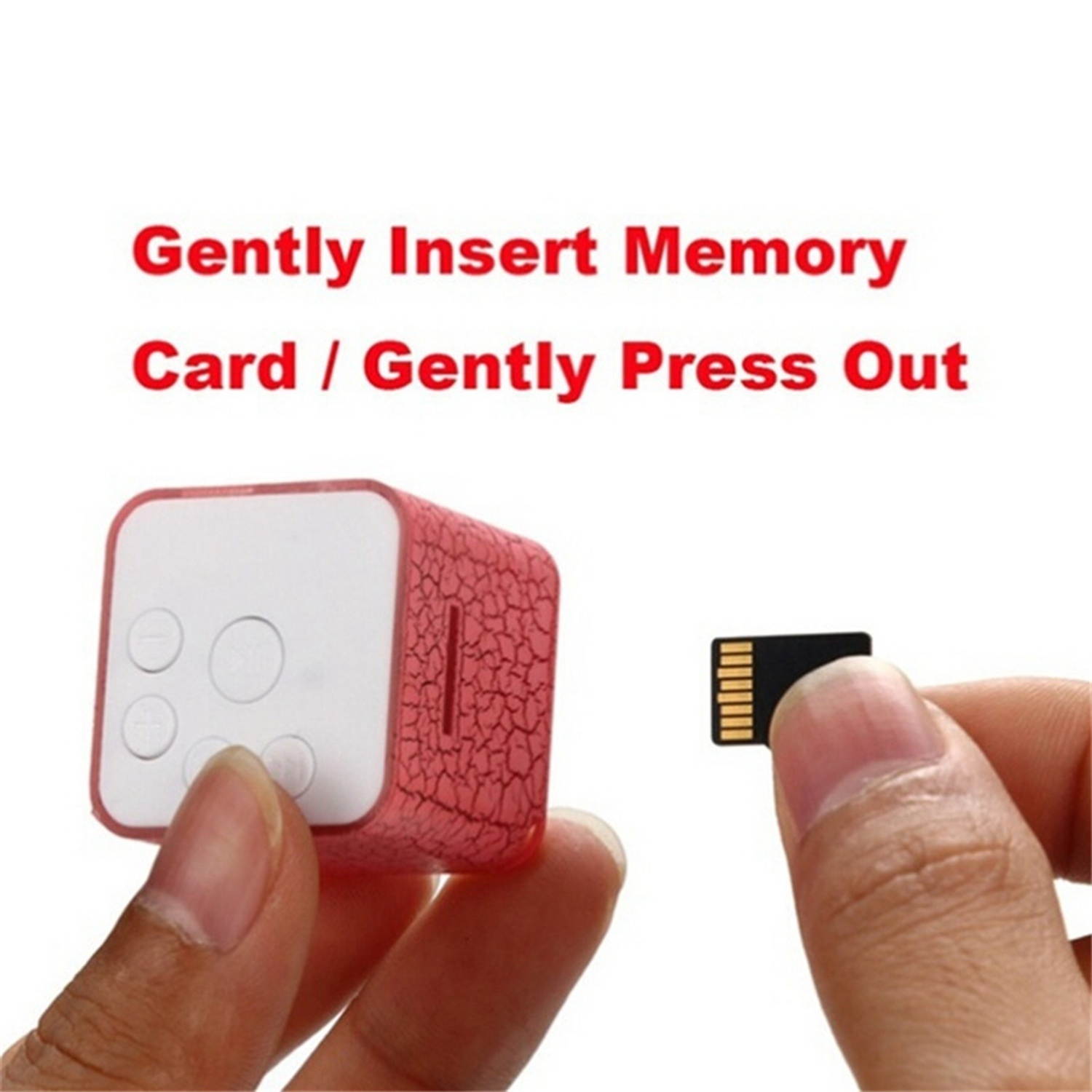 2 Pcs External Sound 120Mah Mini USB 4H MP3 Player 32X30X30mm Colorful Light 3.5mm Mp3 Music Player Support TF SD Card with Speakers, Black & Blue