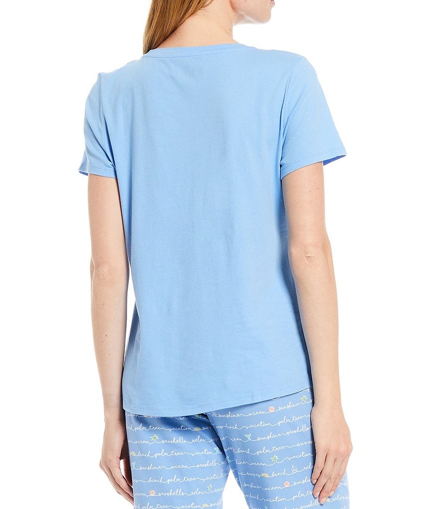 Sleep Sense Vacation Script Pocket Jersey Knit Coordinating Sleep Tee