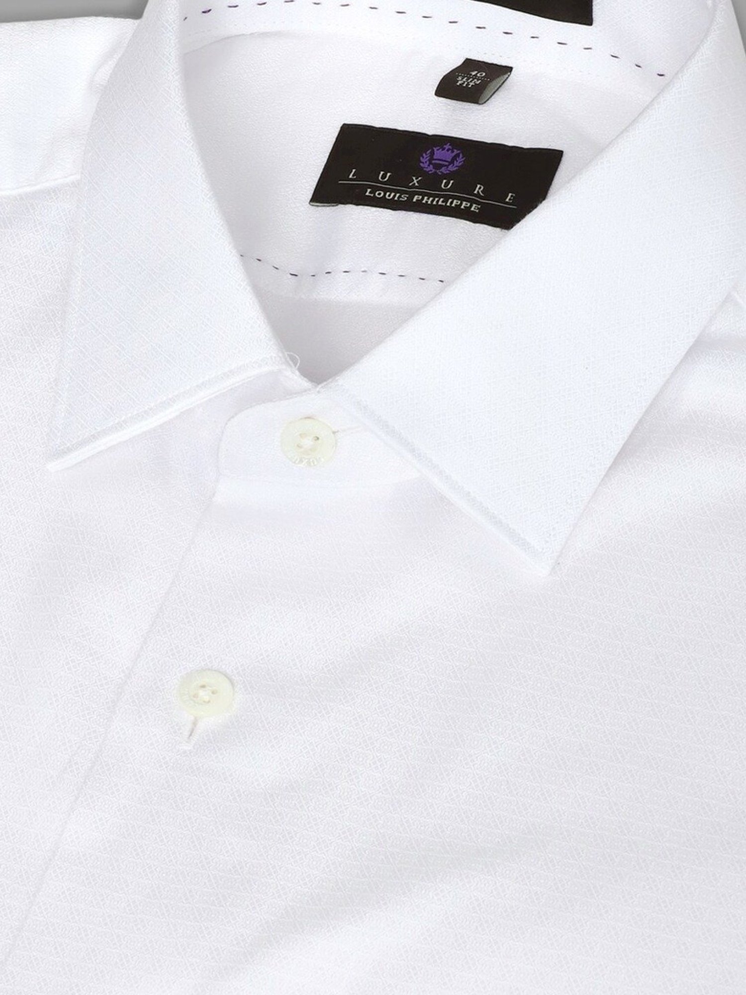 Luxure By Louis Philippe White Cotton Slim Fit Printed Shirt