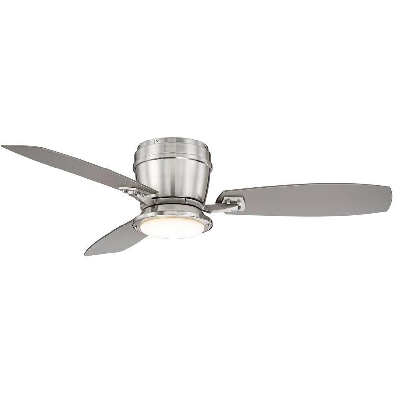 52" Casa Vieja Modern Hugger Outdoor Ceiling Fan with Light LED Dimmable Remote Control Brushed Nickel Wet Rated for Patio Porch