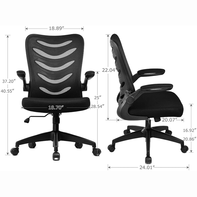 GTRACING Desk Chair ComHoma-Series Ergonomic Office Chair Mesh Computer Chair with Flip-Up Arms Lumbar Support Adjustable Swivel Mid Back for Conference Home Office, Black