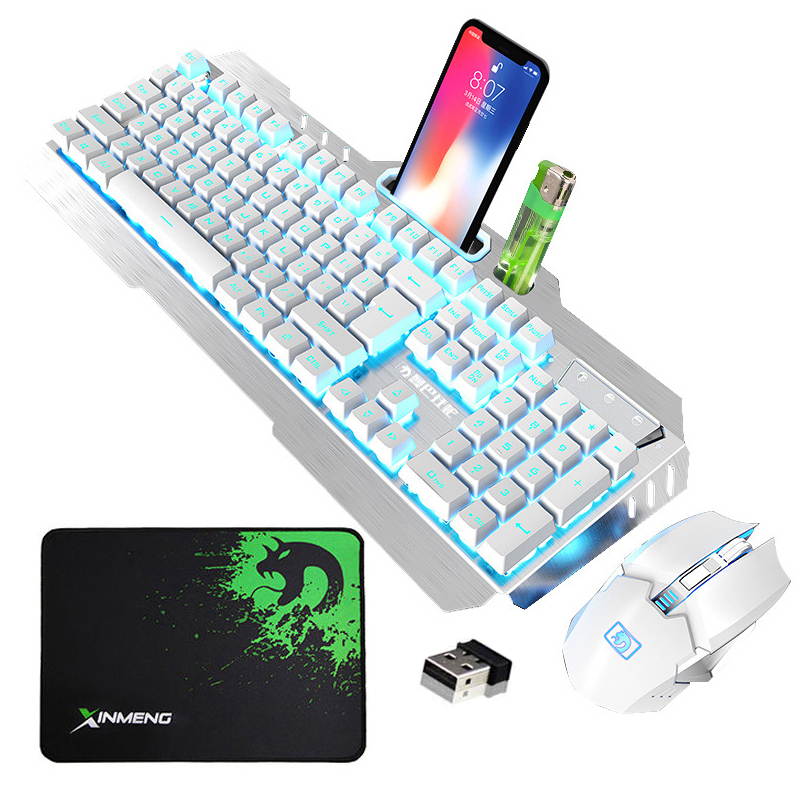 Wireless Gaming Keyboard And Mouse Set, Rechargable Backlit Mechanical Feel Waterproof Metal Panel Keyboard Mouse for Laptop PC Gamer