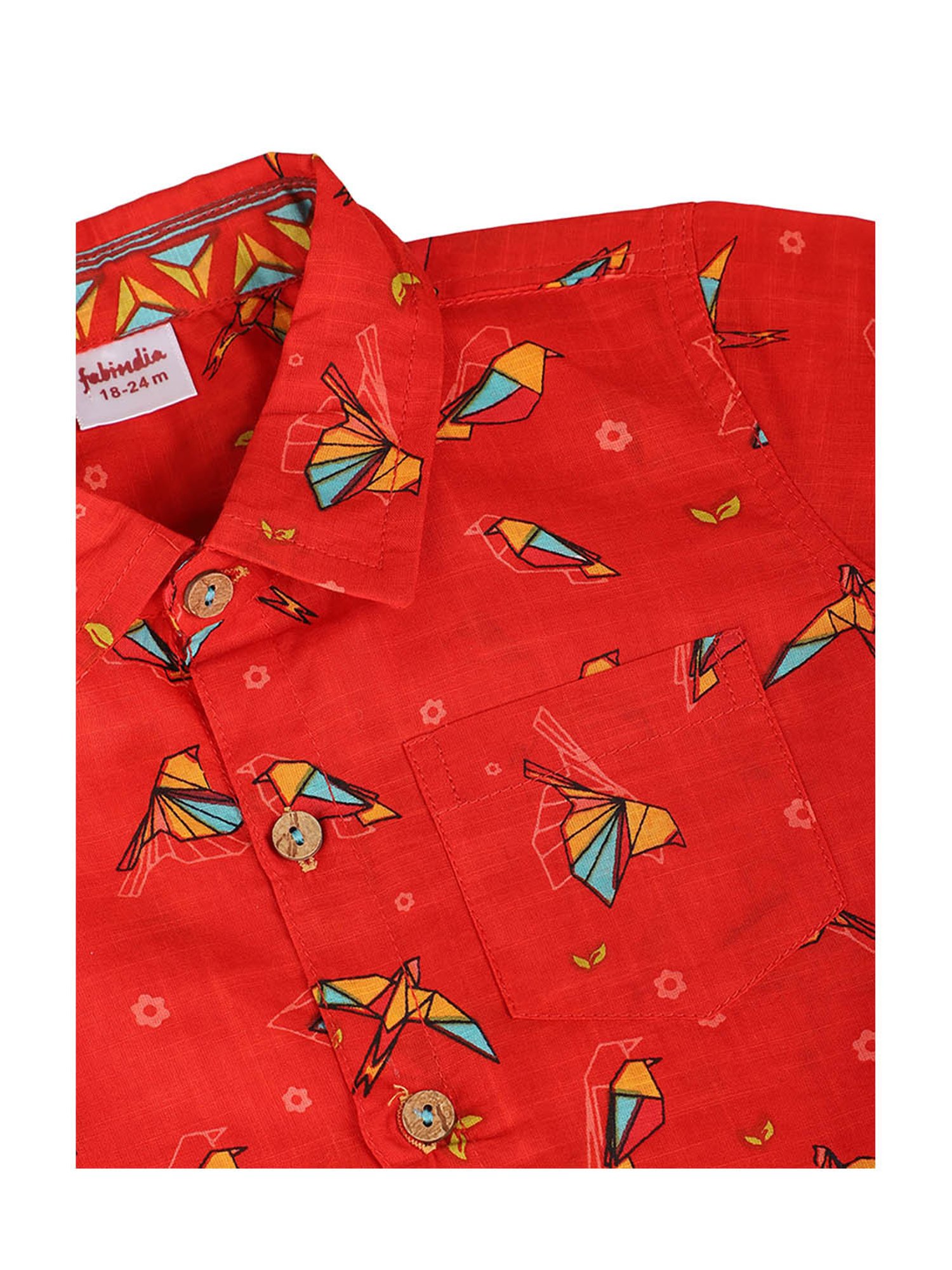 Pantaloons Baby White Cotton Printed Shirt