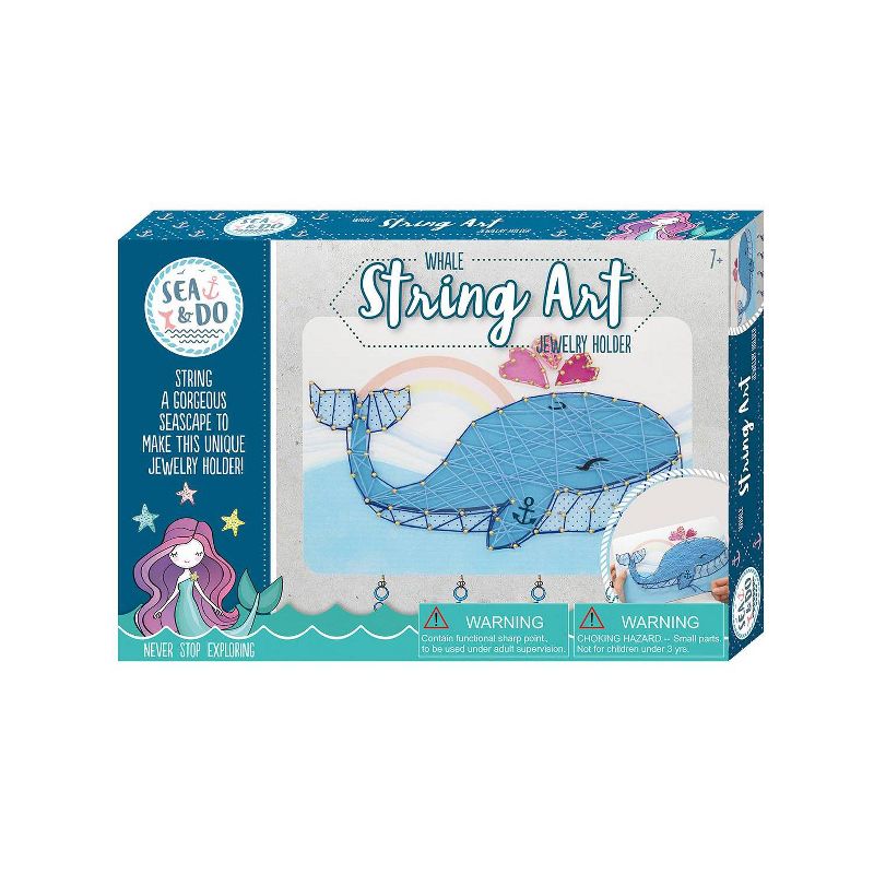 Bright Stripes Whale String Art Jewelry Holder