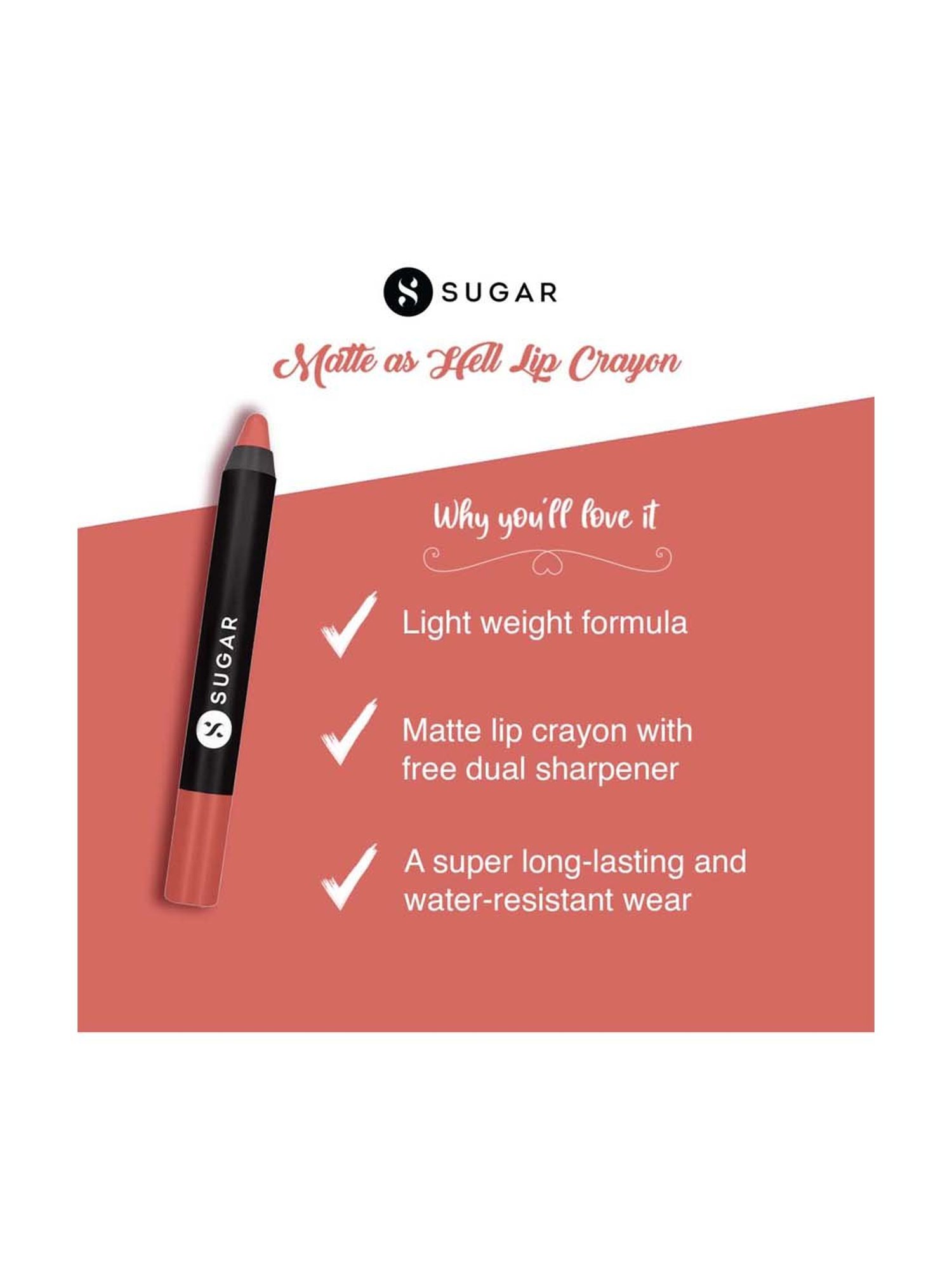 SUGAR Cosmetics Matte As Hell Crayon Lipstick 04 Holly Golightly 2.8 gm