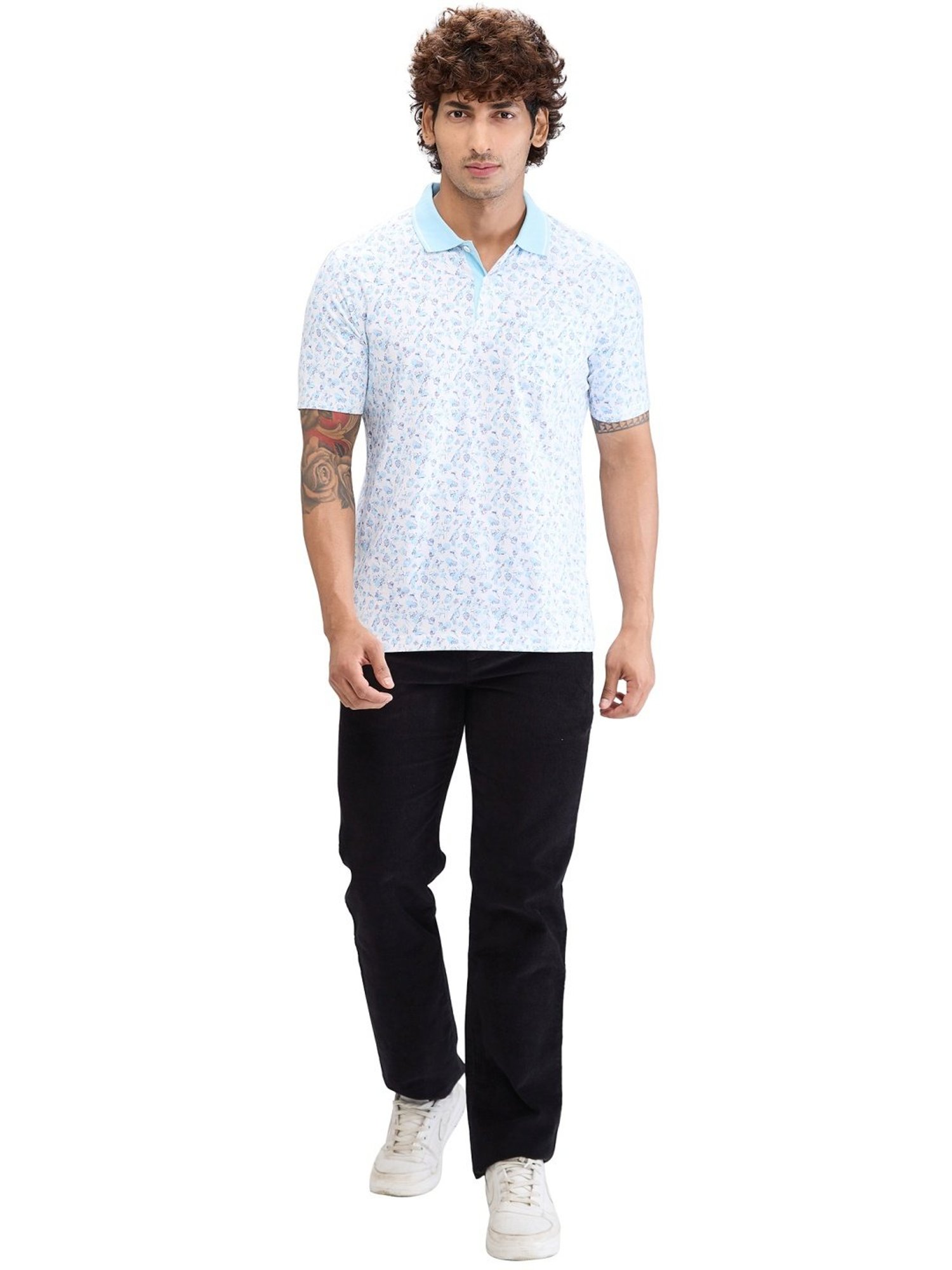Colorplus Blue Classic Fit Printed Polo T-Shirt