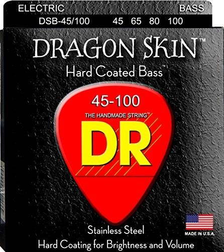 dr strings dsb45/100 dragon skin coated mediumlight 4string bass strings