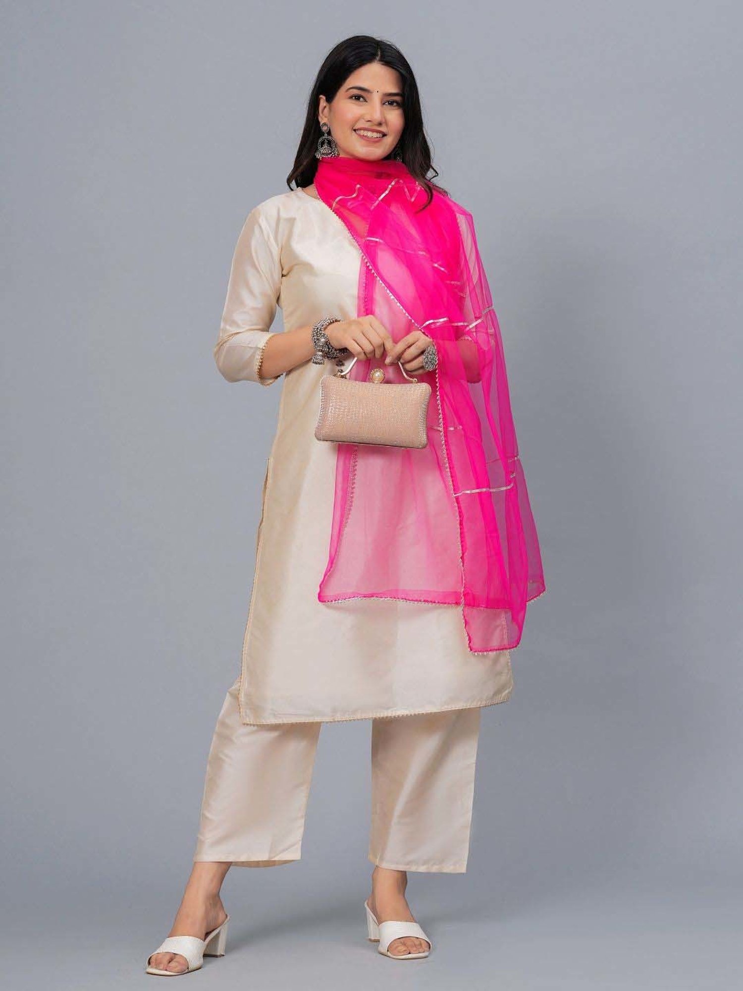 Stylum Pink Striped Dupatta