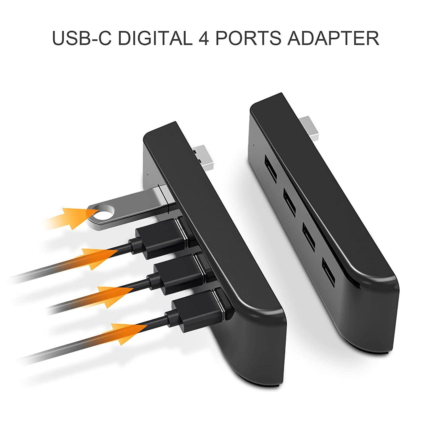 ROME CARE  4 Port Hub for PS5 Console, USB 3.0/2.0 High-Speed Expansion Hub Charger Controller Adapter Connector Compatible with Playstation 5 Gaming Console,Expands Game Console Ports, Black