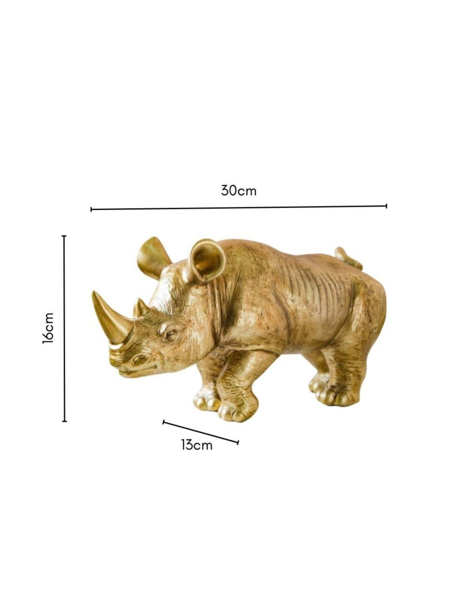 Nestasia Golden Durable Resin Made Artistic Rhino Showpiece With Anti-Skid Base Perfect For Gifting