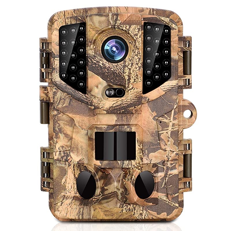 Trail Camera 16MP Full HD Night Vision 1080P Hunting Camera with 3 Infrared Sensors, Time Lapse and 0.2s Trigger Speed Wildlife Camera, Waterproof IP66