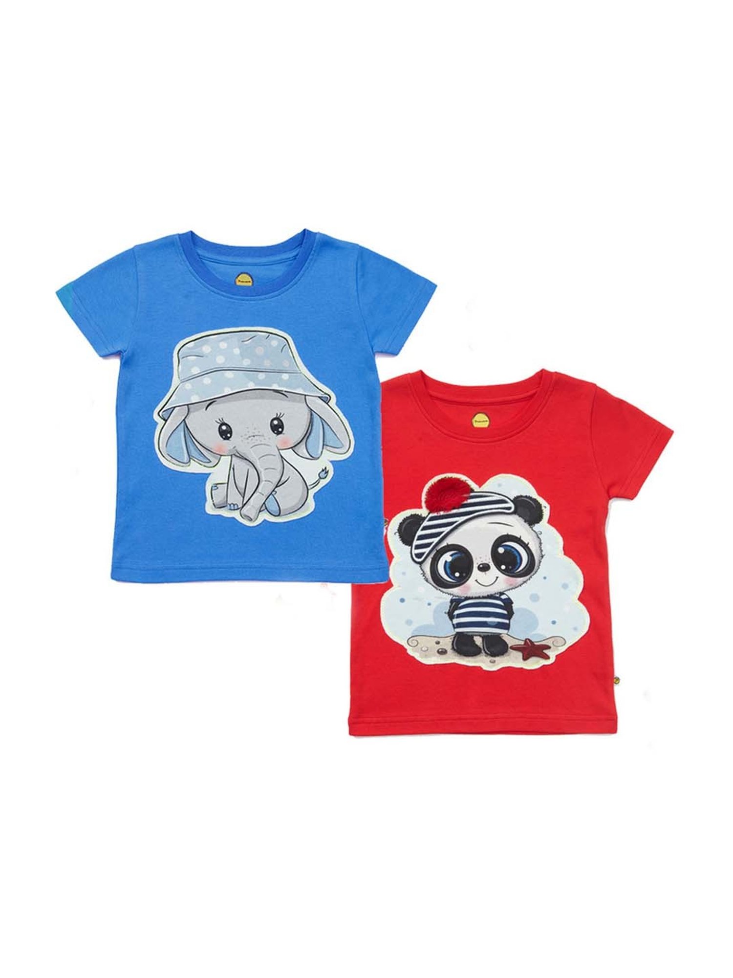 Pranava Kids Red & Blue Printed T-Shirt (Pack of 2)