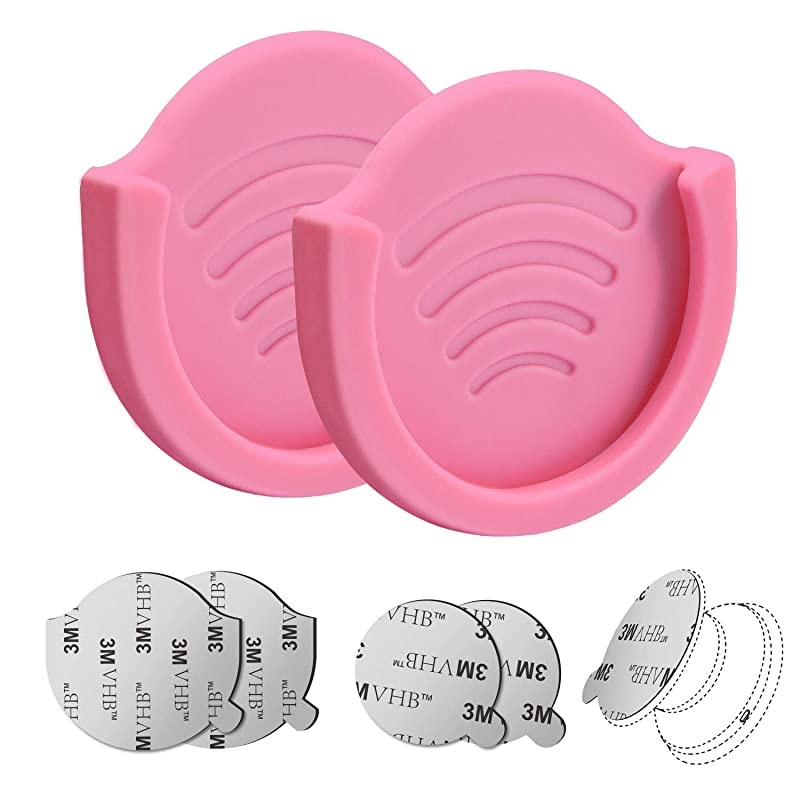 Phone Grip Holder for Socket,  2 Pack Silicon Car Mount for Expanding Phone Stand with Strong 3M Adhesive Double Sided Tapes for Dashboard, Desk, Wall, Home, Office and More Pink