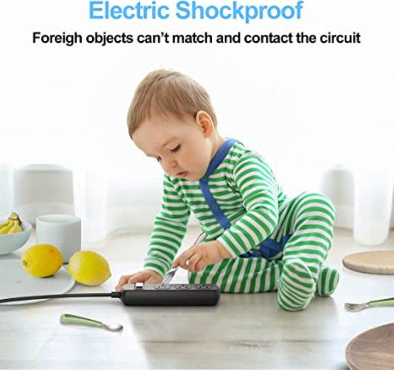 Outdoor Waterproof Power Strip, 6ft Long Extension Cord Surge Protector(1500 Joules),3-Outlets Electric Shockproof Charging Station for Outside Deck Yard Lighting, Wall Mount Outlet Strip,Black