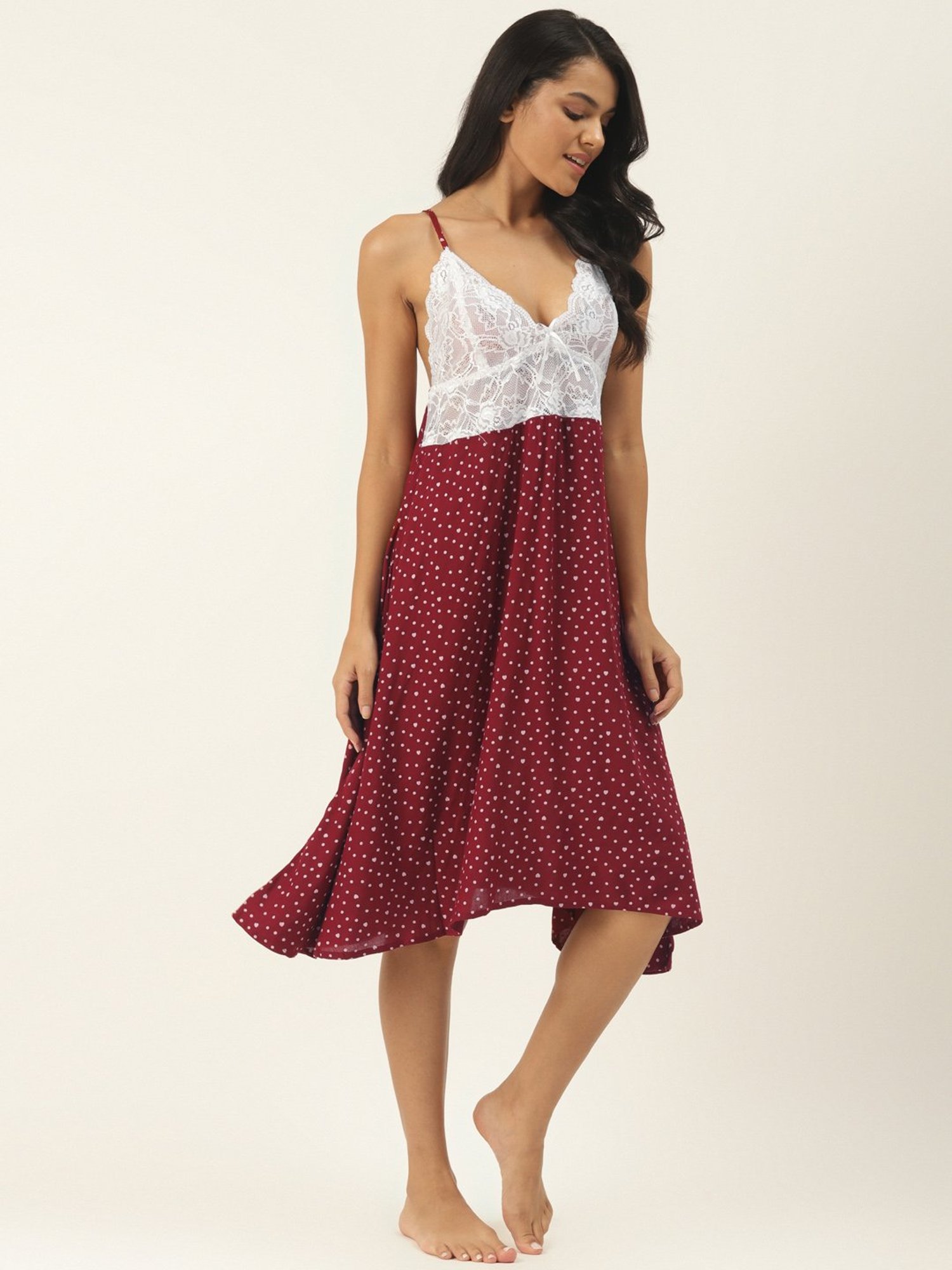 Ms.Lingies Maroon Printed Chemise