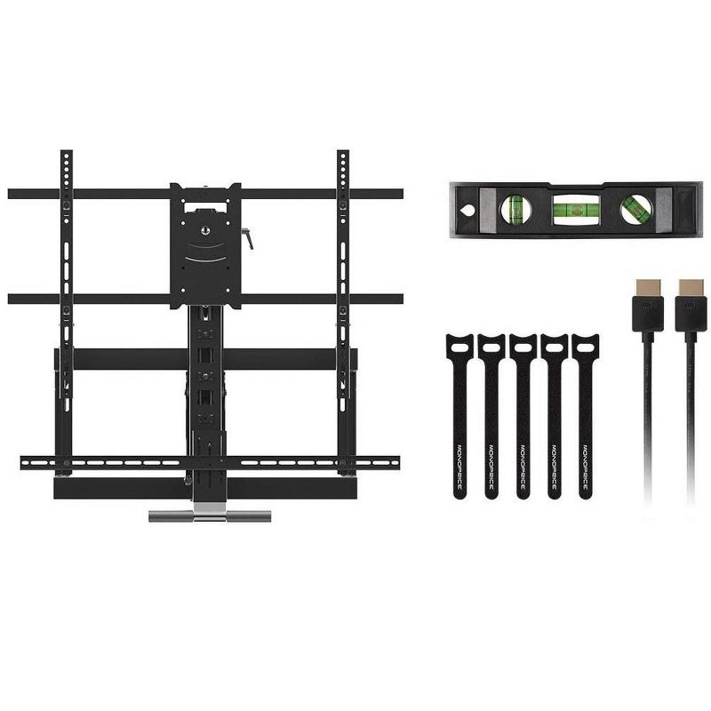 Monoprice Above Fireplace Pull-Down Full-Motion Articulating TV Wall Mount w/ Optional Soundbar Mount- For TVs 55in to 80in  Max Weight 132lbs