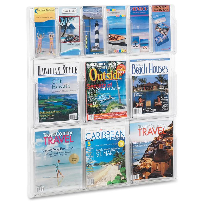 Safco Reveal Clear Literature Displays 12 Compartments 30w x 2d x 34-3/4h Clear