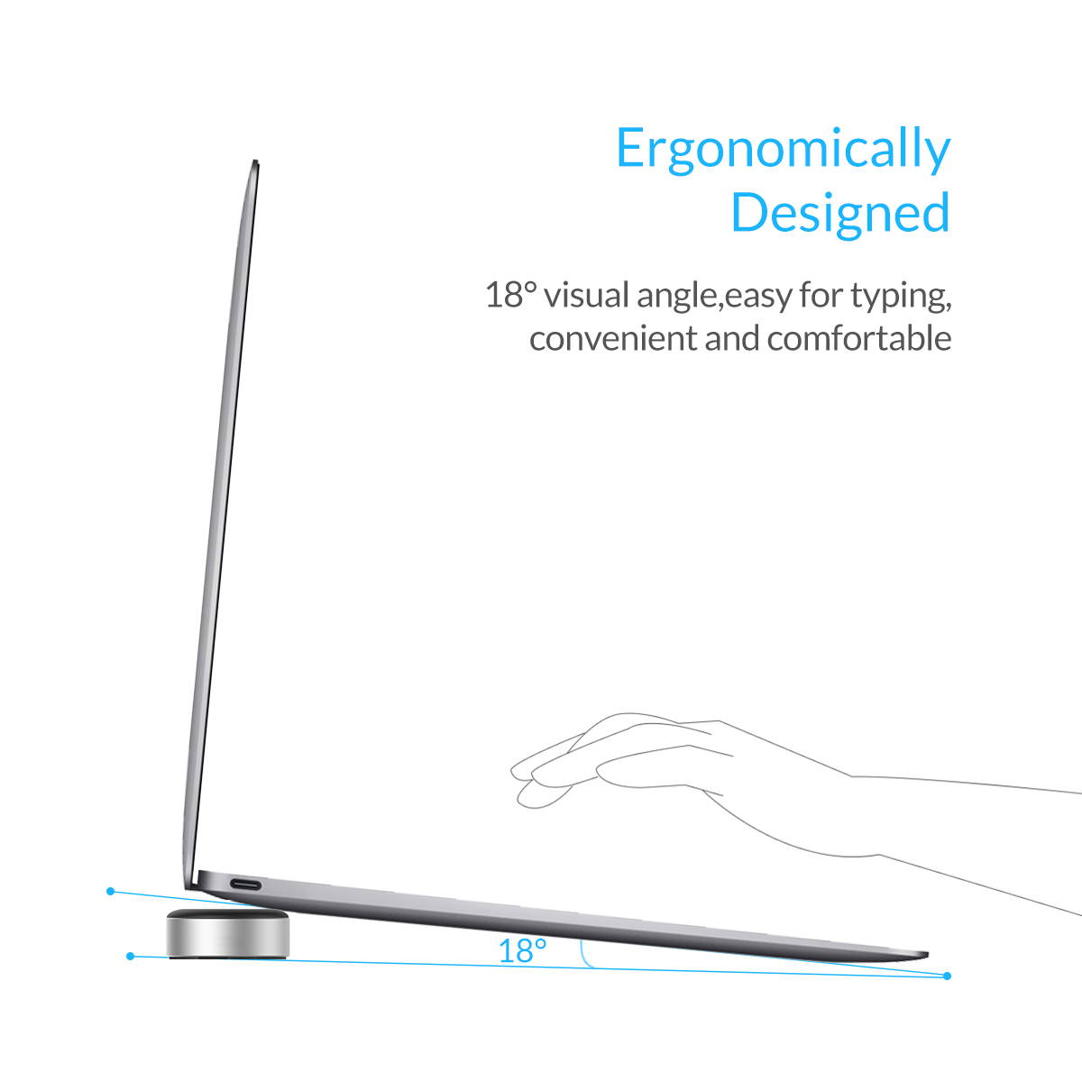 ORICO Compact Aluminum Laptop Stand Good Heat Dissipation Footpad Universal Tablet Stand for Home,Office,PC,Laptop MacBook, Lenovo, Asus, Dell