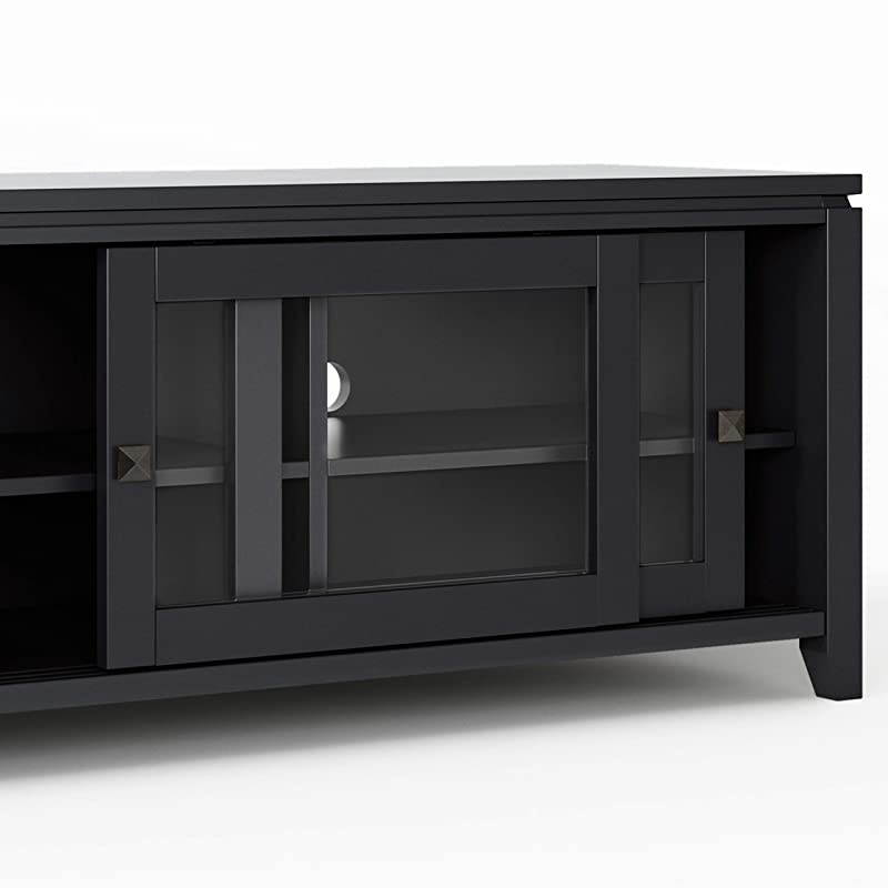 Cosmopolitan SOLID WOOD Universal TV Media Stand, 53 inch Wide, Contemporary, Living Room Entertainment Center, Storage Cabinet, for Flat Screen TVs up to 55 inches in Black
