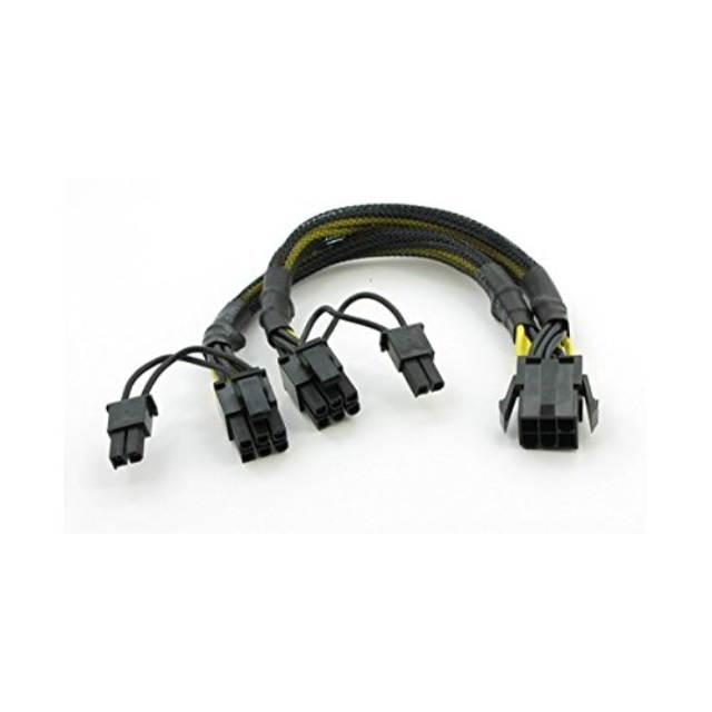 AYA 8" (8 Inch) PCIE 6-Pin Y Splitter to Dual PCI-E 8-Pin (6+2) Converter Adapter AYA-YPCIE628-BS
