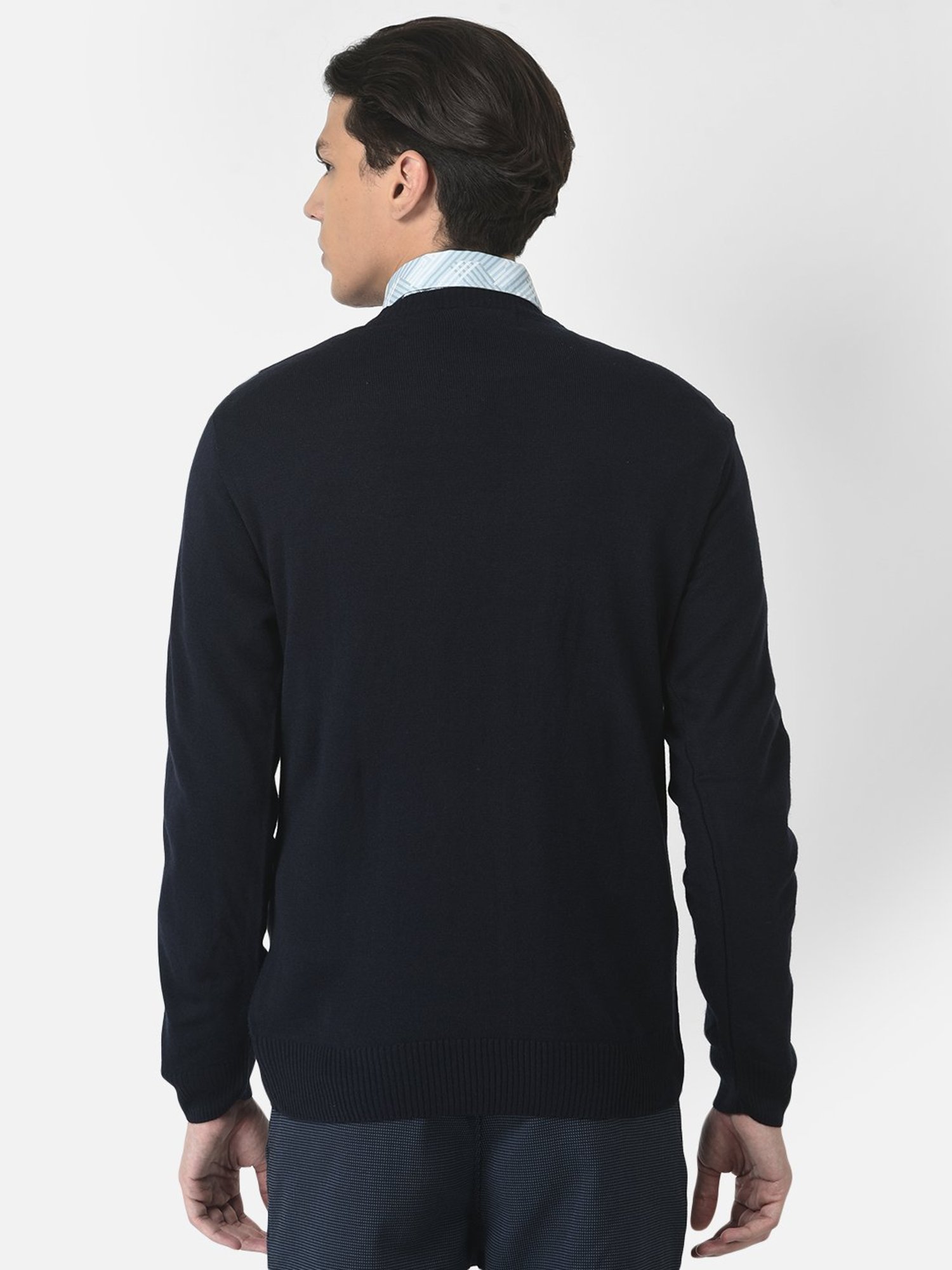 Crimsoune Club Navy Regular Fit Self Design Sweater