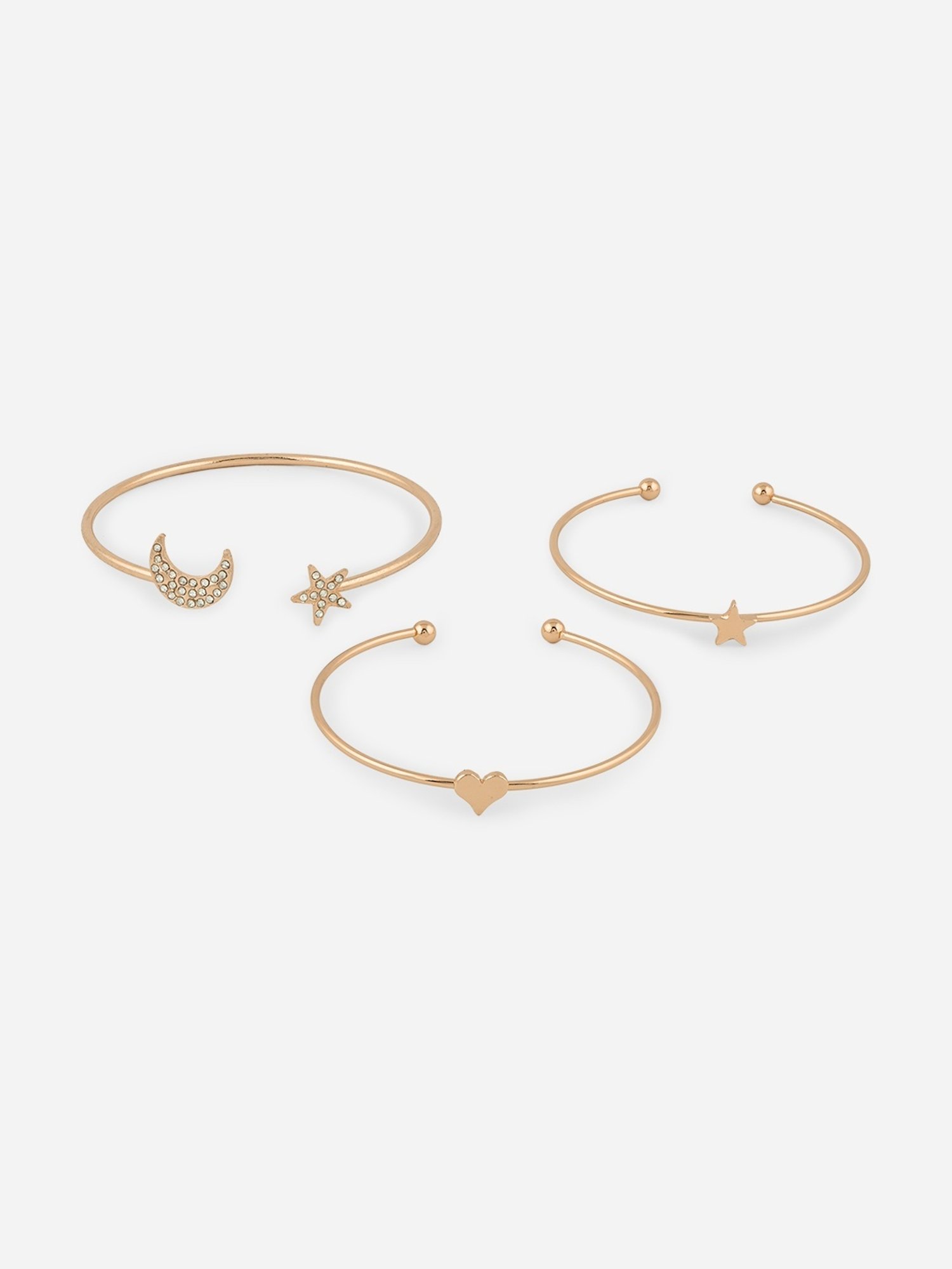 Toniq Gold-Plated Star and Moon Shape Bracelet Kada - Set of 3