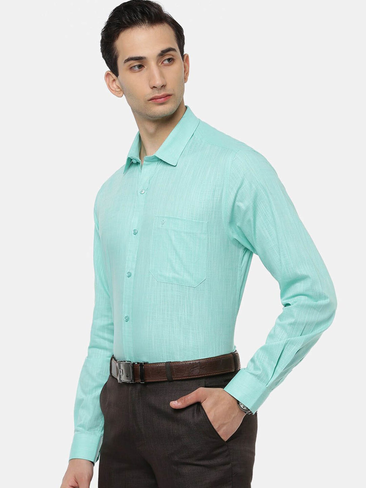 Ramraj Aqua Cotton Slim Fit Self Pattern Shirt