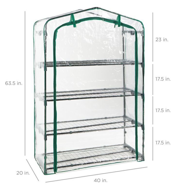 Best Choice Products 40in Wide 4-Tier Mini Greenhouse, Portable Indoor Outdoor Arboretum for Yard w/ Steel Shelves