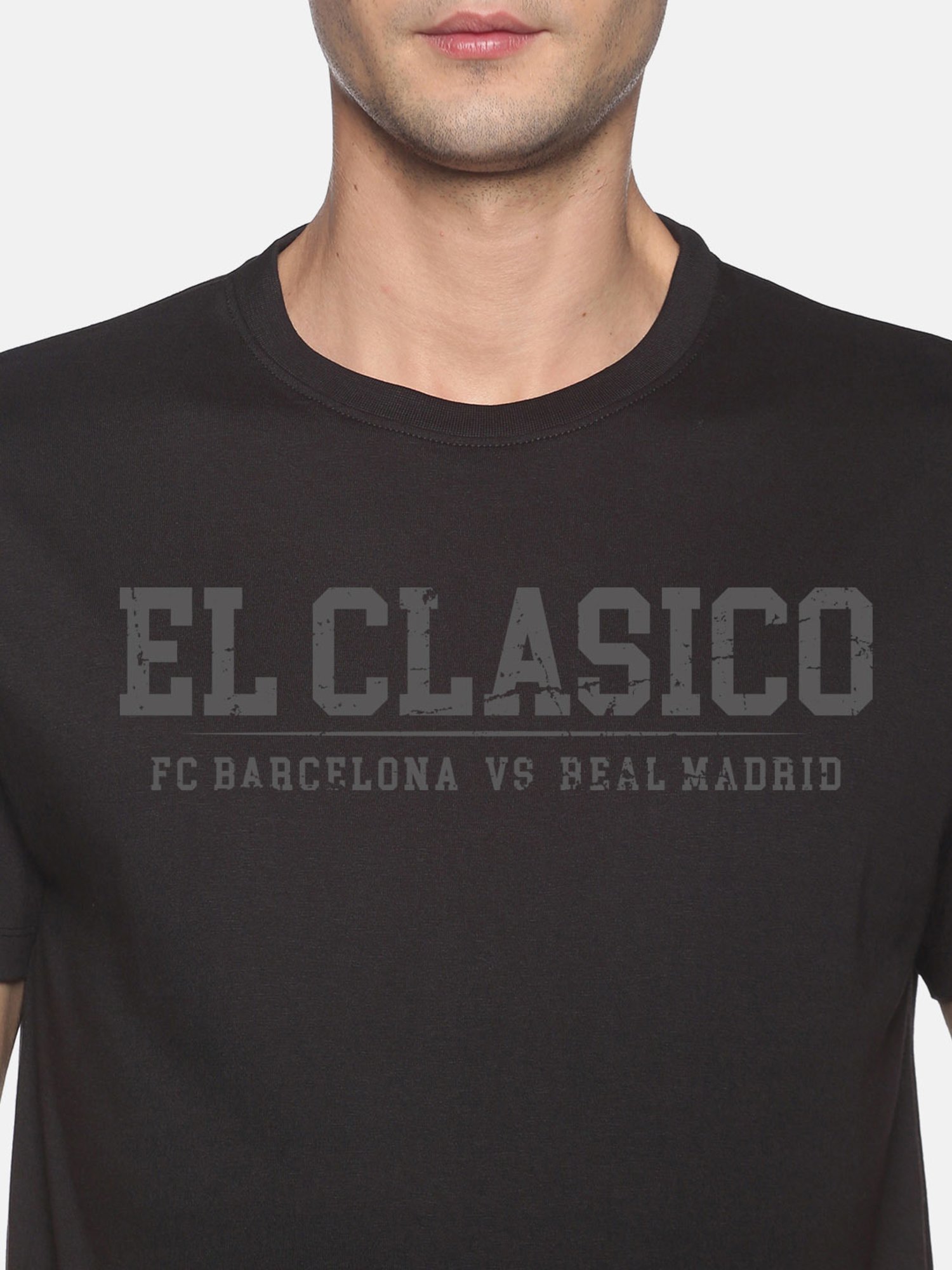 BLACK RADIO Black Slim Fit Printed Crew T-Shirt