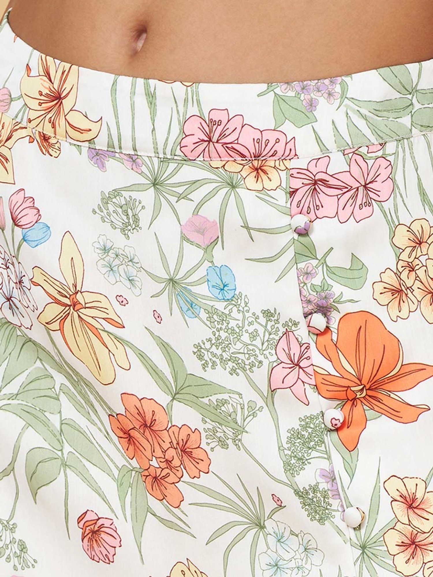 Honey by Pantaloons White Floral Print A-Line Skirt