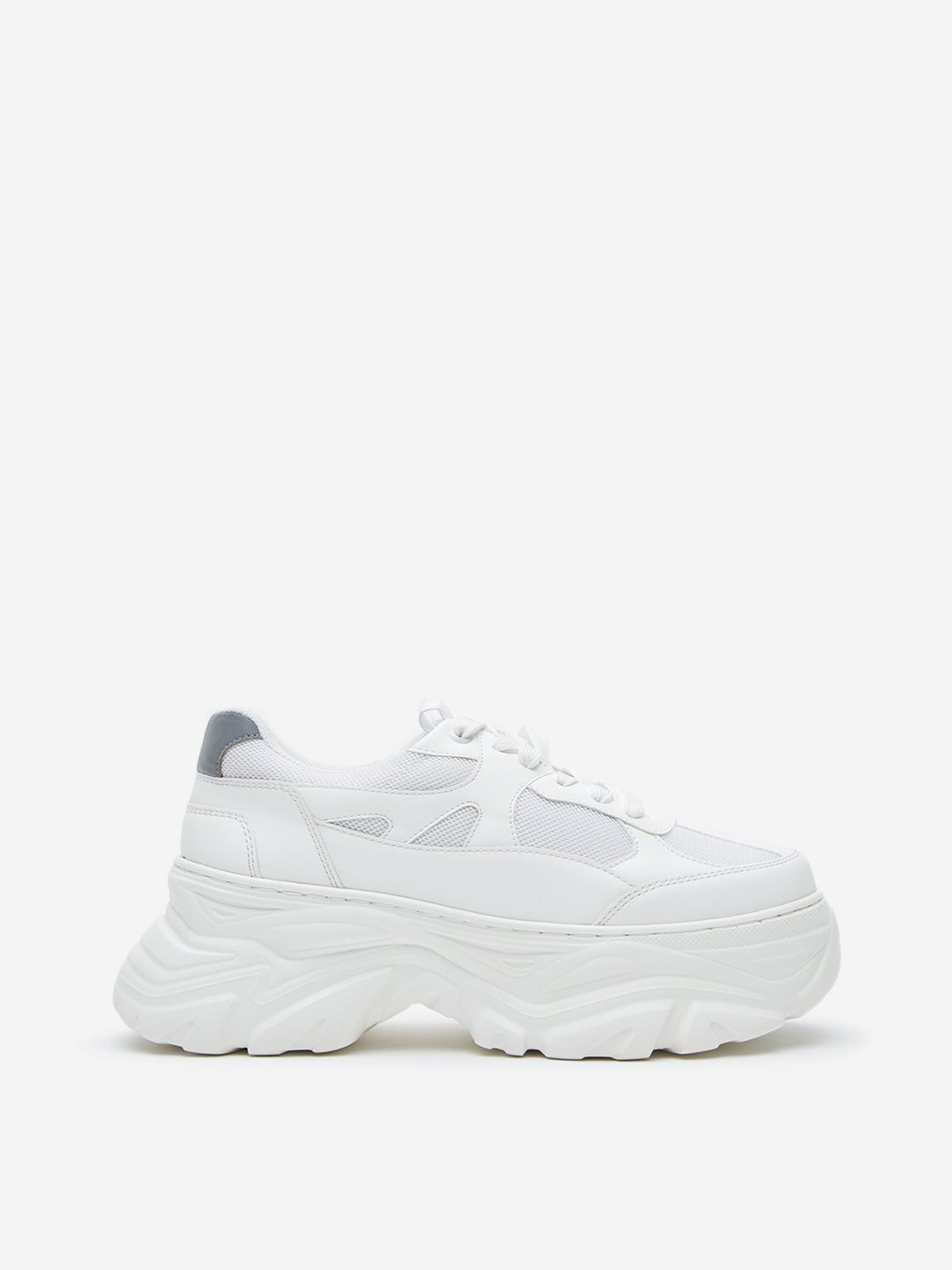 LUNA BLU by Westside White Mesh-Detailed Chunky Sneakers