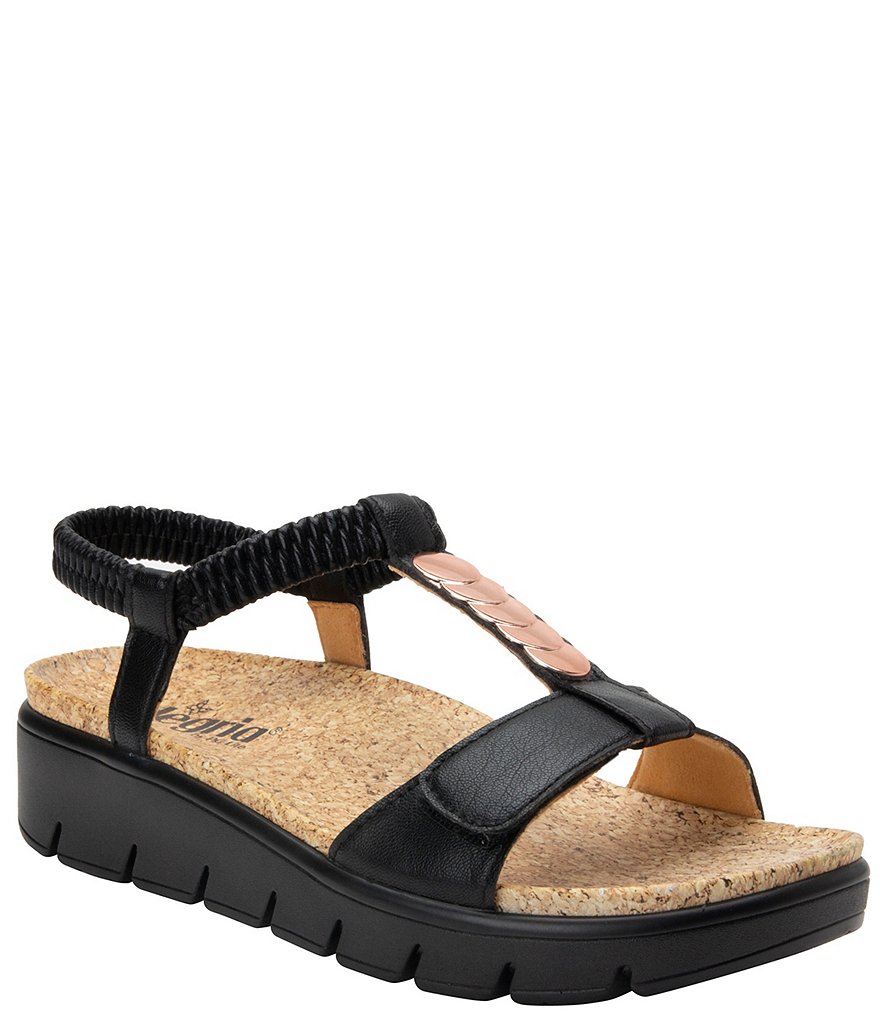 Alegria Harlie T-Strap Ankle Strap Platform Wedge Sandals