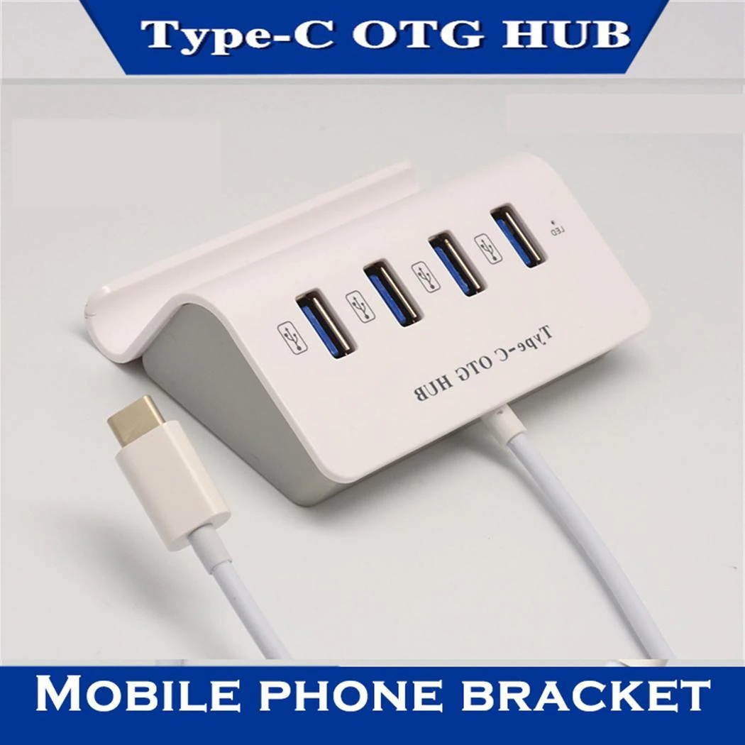 Multifunction Type-C to 4 Ports USB 3.0 OTG Especially great for notebooks Hub Casual Mobile Phone Dock Holder