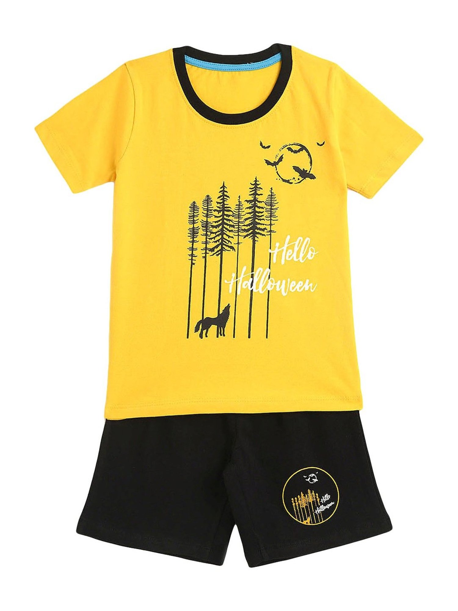 Kids Craft Yellow Cotton Printed T-Shirt & Shorts