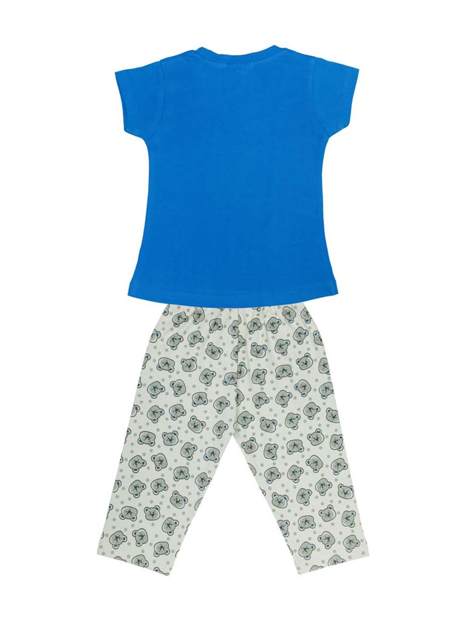 Todd N Teen Kids Blue & Yellow Cotton Printed T-Shirt & Capris - Pack of 2