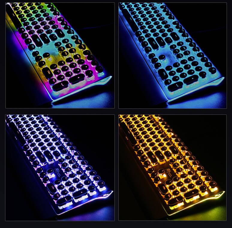 Royal Kludge RKS108 Retro Punk Version RGB Backlit USB Wired Mechanical Gaming Keyboard, N-key Rollover