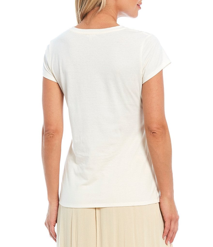 Reba Rhinestone Embellished Print Short Sleeve Jersey Knit Cotton Blend Tee