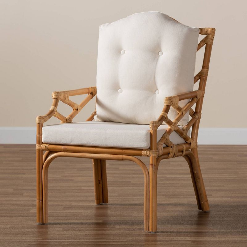 Sonia Rattan Armchair Natural/White - Baxton Studio