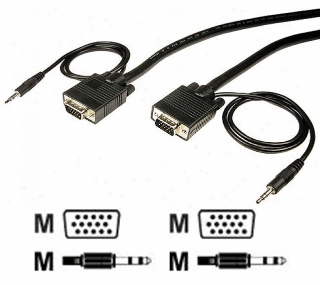 6 FT VGA SVGA Male with 3.5mm Audio Monitor Cable Supports Full HD 1080i  1080p