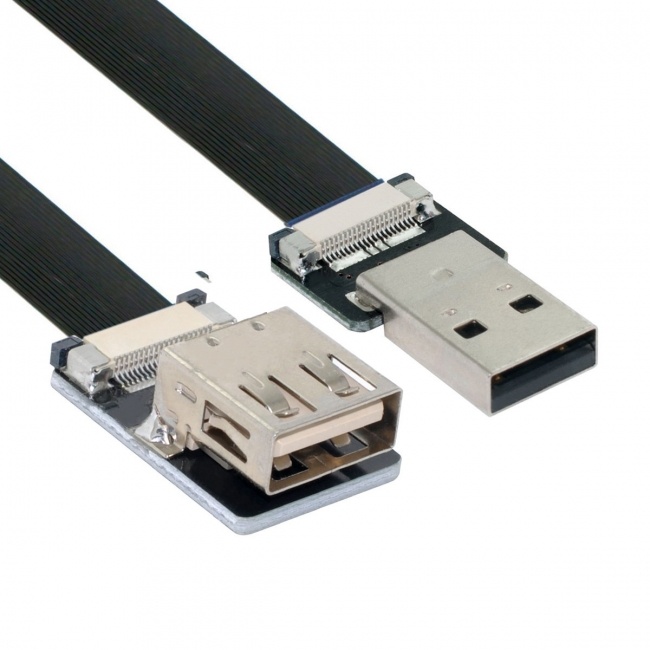 Xiwai 1.0M USB 2.0 Type-A Male to Female Extension Data Flat Slim FPC Cable for FPV & Disk & Scanner & Printer