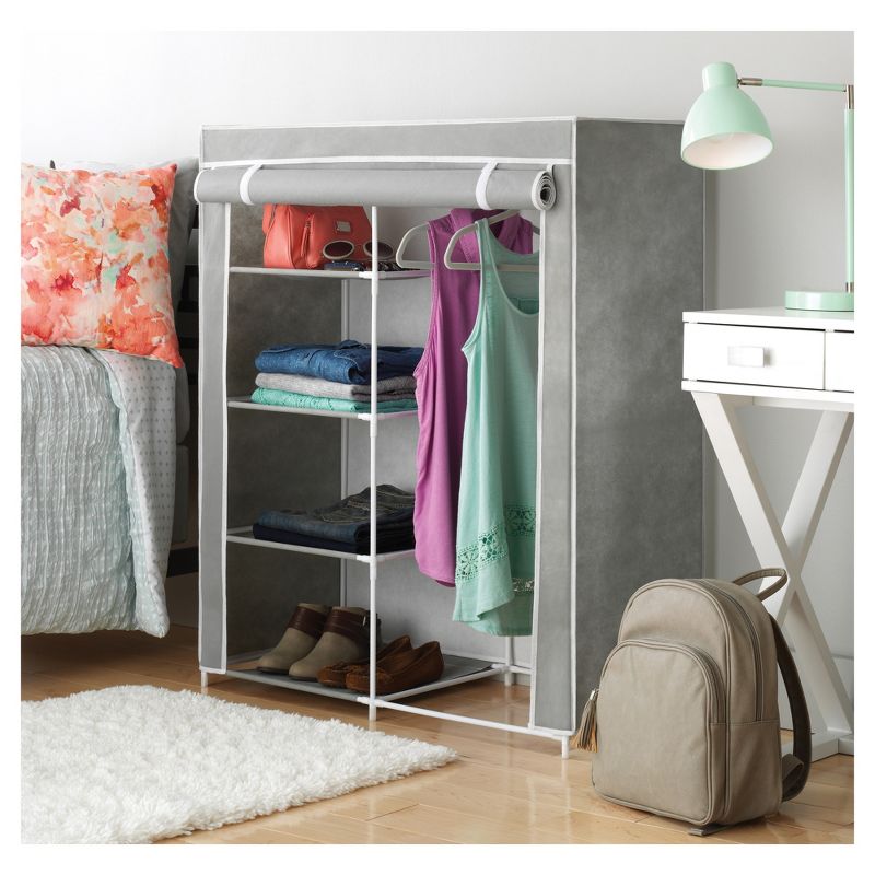 Whitmor Freestanding Closet With Gray Cover
