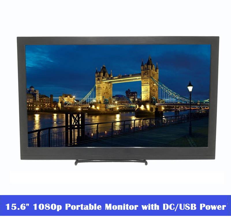 15.6" 1920x1080 Full HD IPS Portable Monitor 1080p HDR with Mini HDMI x 2 / 3.5mm Headphone / Micro USB Ports, 5V/2A Micro USB or 12V/2A DC Power Supply, Slim 15.6 inch Portable Display HDMI Input.