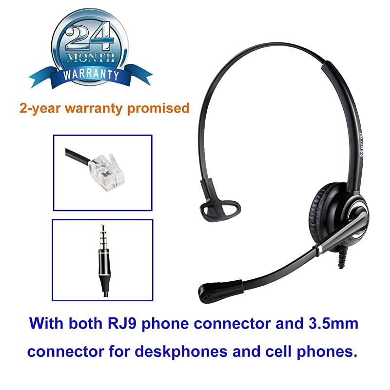 Headset with RJ9 Jack & 3.5mm Connectors for Landline Deskphone Cell Phone PC Laptop, Office Headset for Cisco IP Phone Call Center Office, Work for Cisco 7941 7965 6941 7861 8811