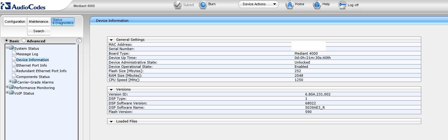 AudioCodes M4K/BASE/AC Mediant 4000 M4K11/BASE/RED/AC SBC SIP Appliance