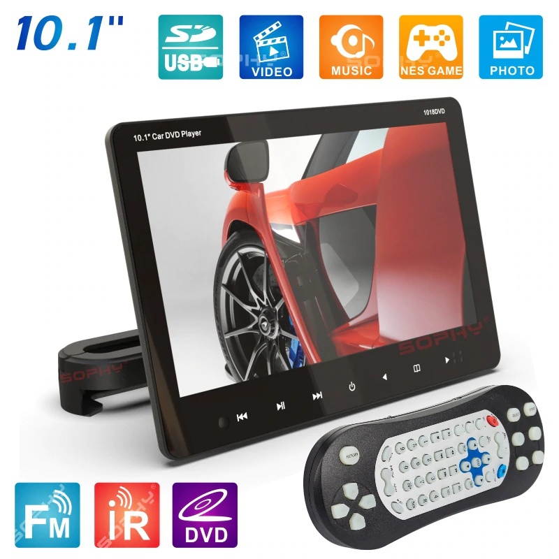10.1 Inches External Car Headrest DVD Player Rear Seat Screen Monitor DVD/VCD USB/SD/HDMI/IR/FM SH1018DVD