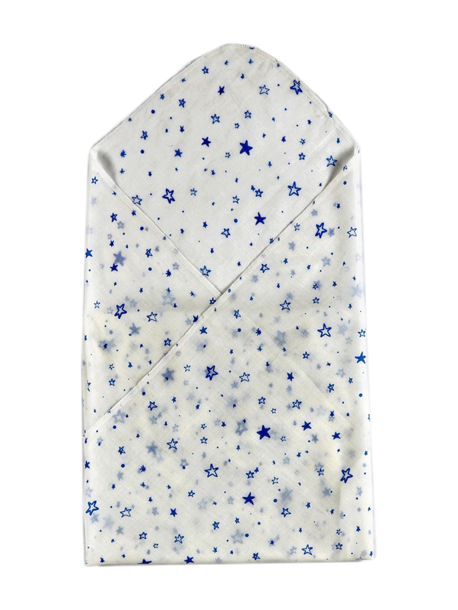 Pranava Kids White & Blue Cotton Printed Bath Towel